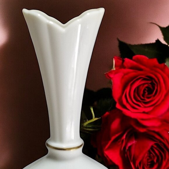 Lenox Pink Rose Bud Vase Roselyn Rhodora 24K Gold Trim 1953 Col. Valentines Gift - Picture 8 of 10